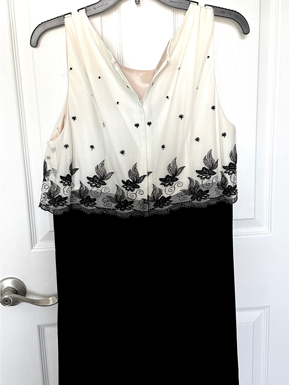 Black Maxi Dress with Ivory Embroidered Overlay - Picture 2 of 3